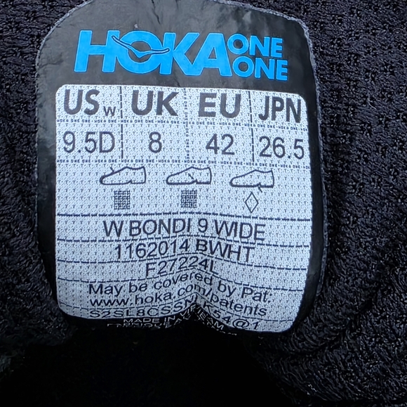 Hoka Bondi 9 1162014 Black/White Running Shoes Women Sz 9.5 D Wide Worn 1x Box - Picture 11 of 11